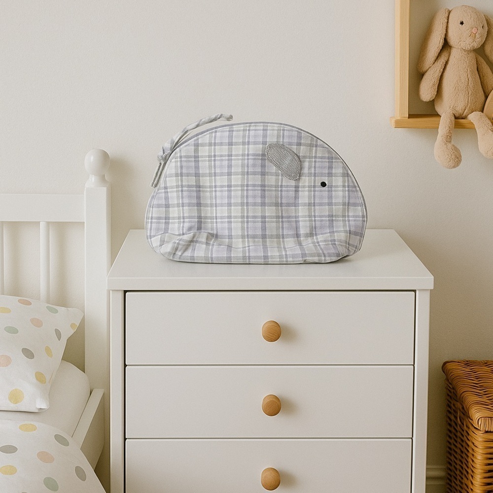 NWT Zara Home Kids Pastel Plaid Mouse Pouch OS